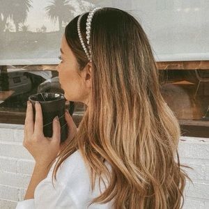 Two pearl beaded headbands